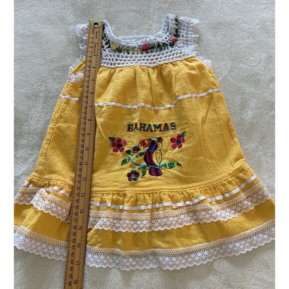 Bahamas Baby Girl Dress Sze 2 Ruffle Embroidered Lace Toucan Vacation Cruise Y2k - Picture 4 of 9